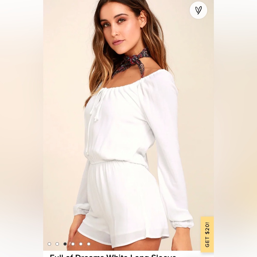 Lulu’s white long sleeve romper NWOT